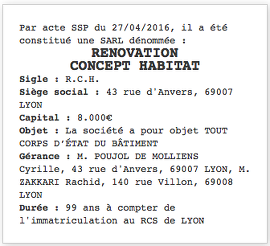 exemple annonce legale sarl